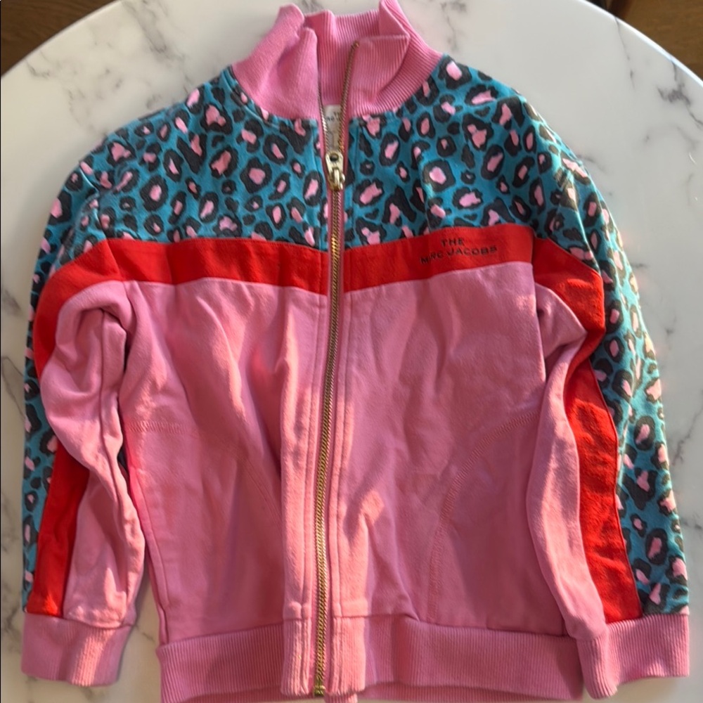 Little Marc jacobs Pink and Teal Leopard Print Zip-Up Jacket